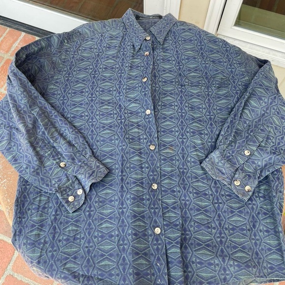 Vintage Jhane Barnes Shirt blue Pattern Button Down 90's Men's - Picture 5 of 7